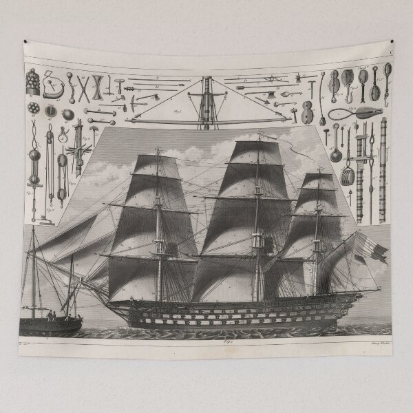 Item preview, Vintage Sailboat Outriggers Diagram (1849) designed and sold by BravuraMedia.