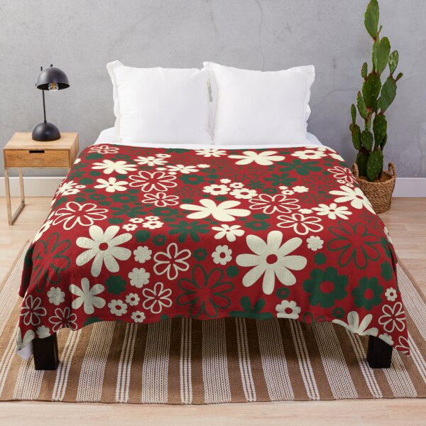 Item preview, Classic Retro Vintage 50s Christmas Flower Pattern in Red Green Cream designed and sold by blomastudios.