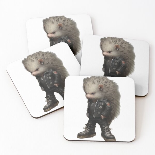 Item preview, Heavy metal hedgehog Hardcore punk art furry anthropomorphic hybrid creature manga anime whimsical  designed and sold by Baba  Yaga's Cards.