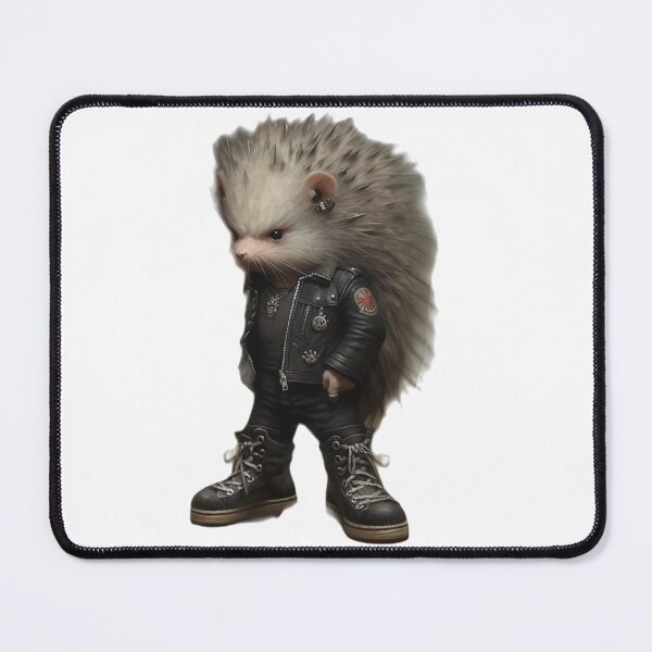 Item preview, Heavy metal hedgehog Hardcore punk art furry anthropomorphic hybrid creature manga anime whimsical designed and sold by Baba Yaga's Cards.