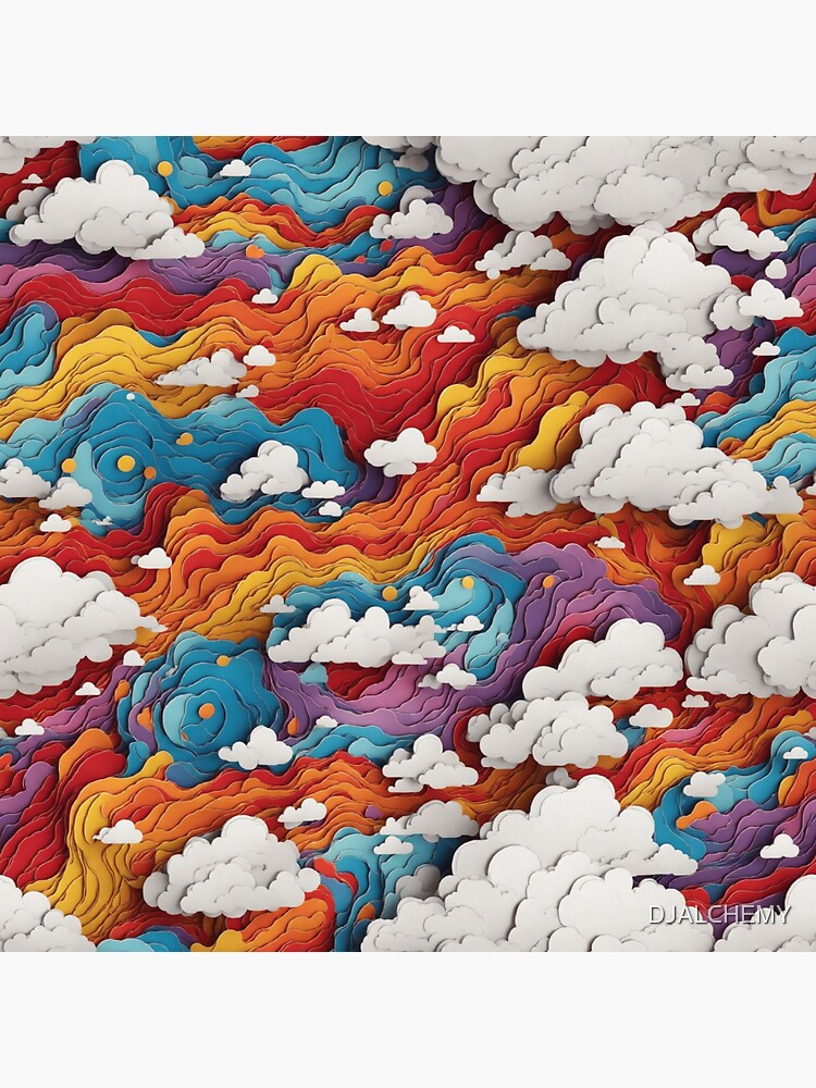 Thumbnail 3 of 3, Sticker, Clouds on Trippy Color designed and sold by DJALCHEMY.