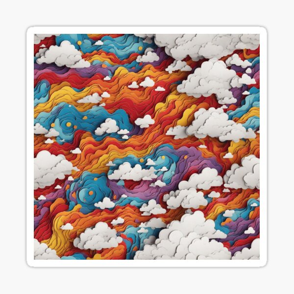 Clouds on Trippy Color Sticker