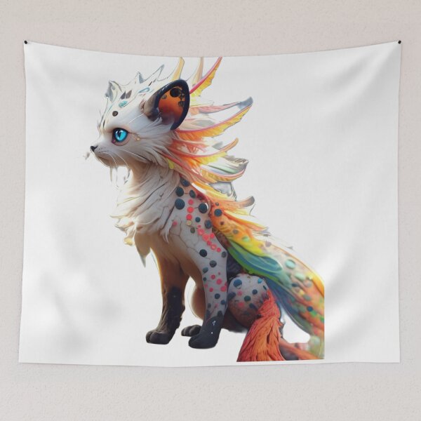 Item preview, Psychedelic hybrid creature furry  anthropomorphic hybrid fox cat creature manga anime whimsical  designed and sold by Baba  Yaga's Cards.