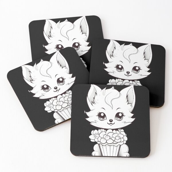 Item preview, white fox flowers Cupcake - A Cute and Elegant Monochrome designed and sold by alaa-mously.