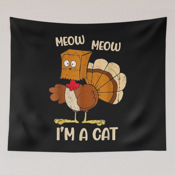 Item preview, Meow Im A Cat Funny Retro Turkey Thanksgiving Fake Cat Bag designed and sold by William Parker.