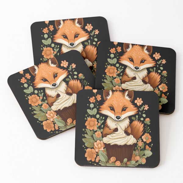 Item preview, Fox Flowers Cupcake - A Sweet and Charming Illustration designed and sold by alaa-mously.