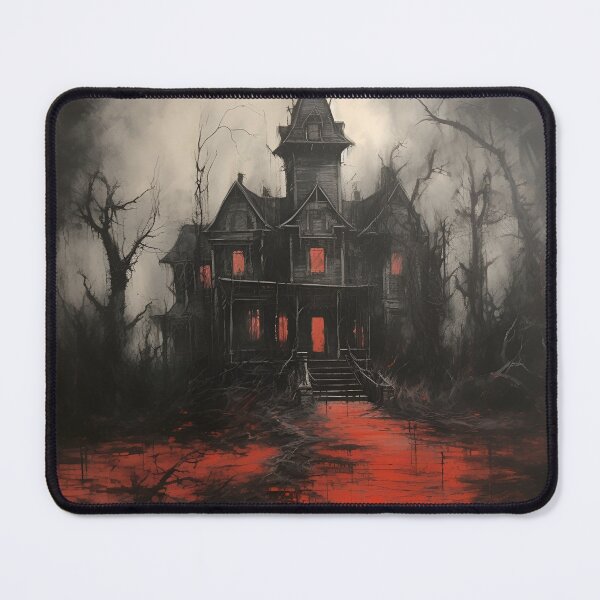 Item preview, Dark, scary red acrylic haunted house print designed and sold by dcrc.