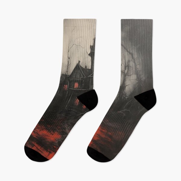 Item preview, Dark, scary red acrylic haunted house print designed and sold by dcrc.