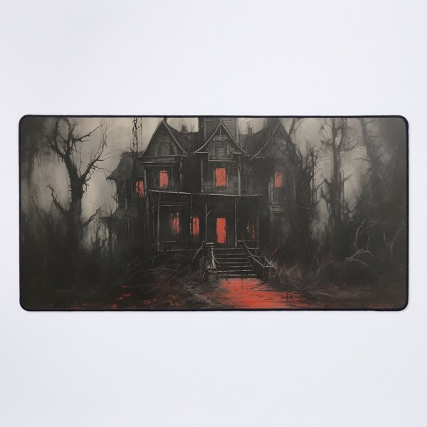 Item preview, Dark, scary red acrylic haunted house print designed and sold by dcrc.