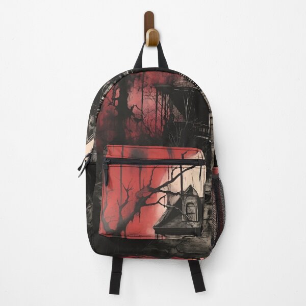 Item preview, dark, scary red acrylic haunted house print designed and sold by dcrc.