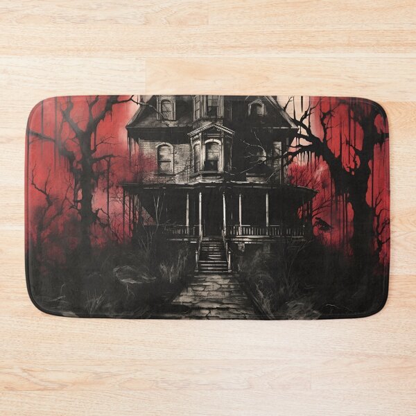 Item preview, dark, scary red acrylic haunted house print designed and sold by dcrc.