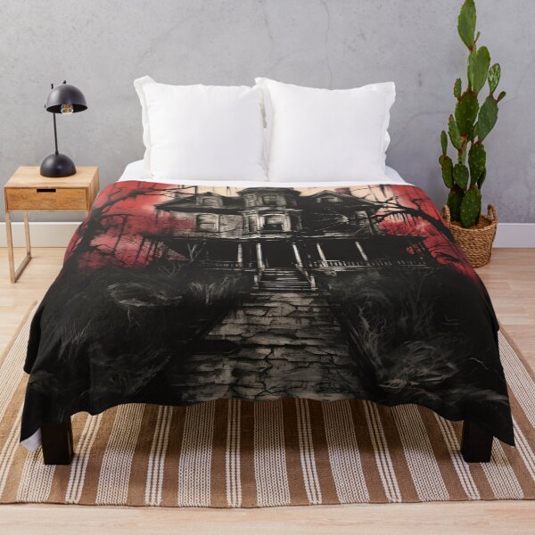 Item preview, dark, scary red acrylic haunted house print designed and sold by dcrc.