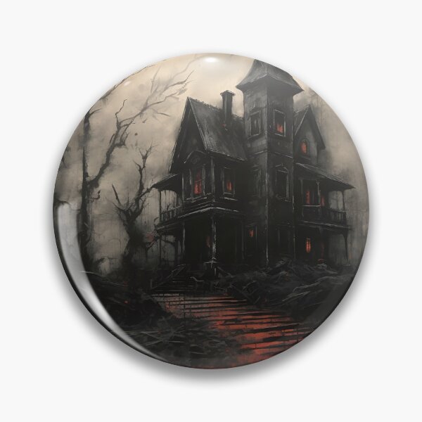 Item preview, dark, scary red acrylic haunted house print designed and sold by dcrc.