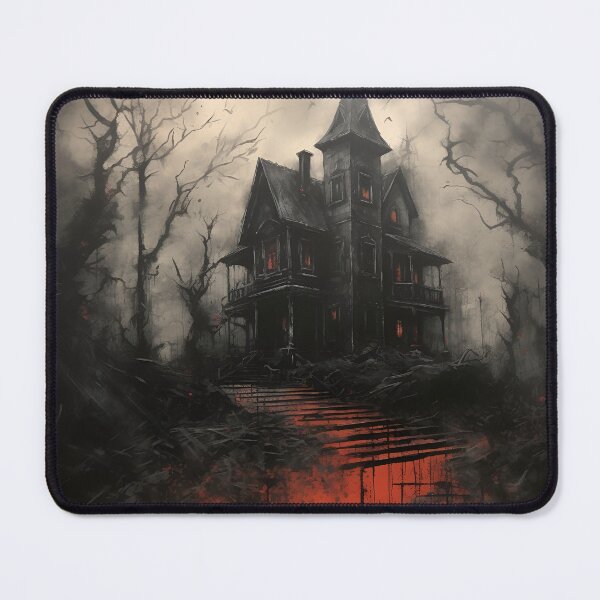 Item preview, dark, scary red acrylic haunted house print designed and sold by dcrc.