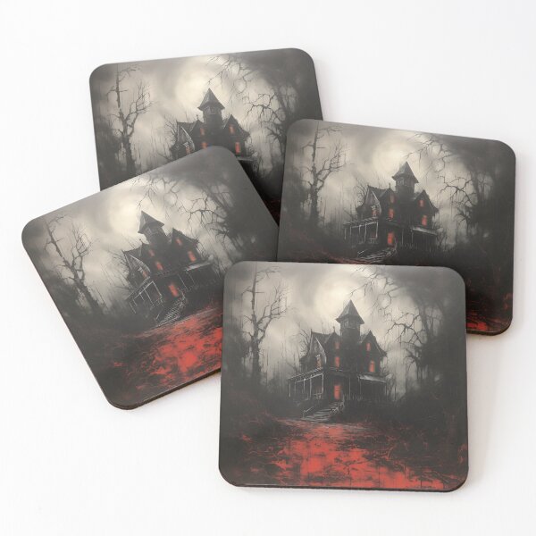 Item preview, dark, scary red acrylic haunted house print designed and sold by dcrc.