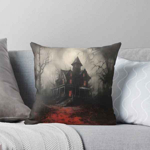 Item preview, dark, scary red acrylic haunted house print designed and sold by dcrc.