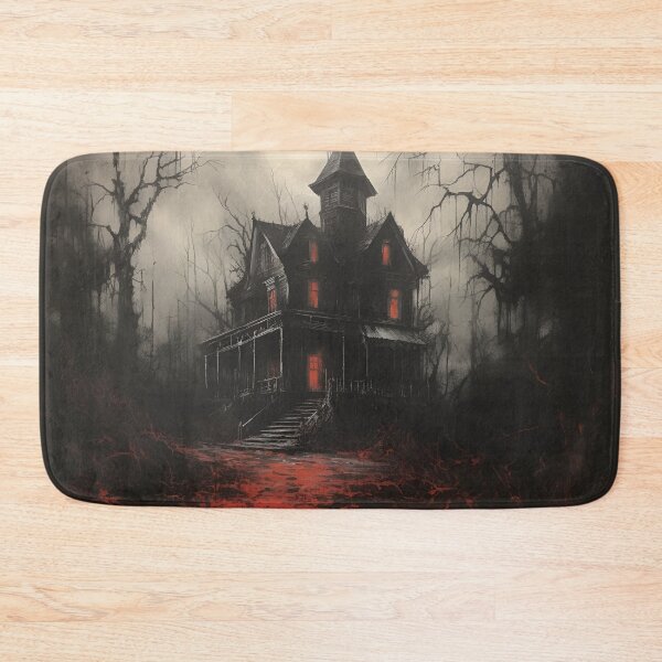 Item preview, dark, scary red acrylic haunted house print designed and sold by dcrc.
