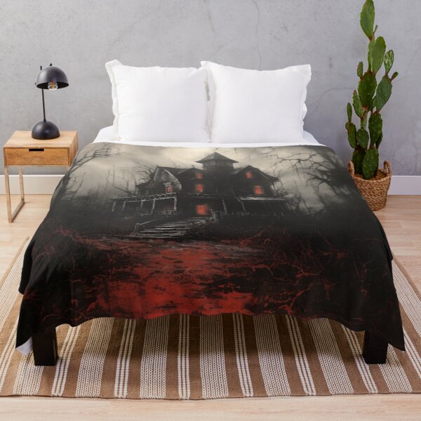 Item preview, dark, scary red acrylic haunted house print designed and sold by dcrc.
