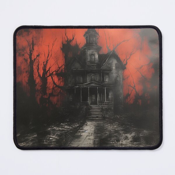 Item preview, dark, scary red acrylic haunted house print designed and sold by dcrc.
