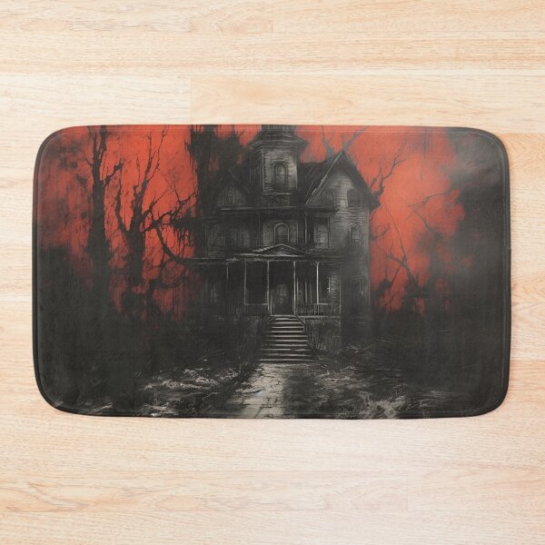 Item preview, dark, scary red acrylic haunted house print designed and sold by dcrc.