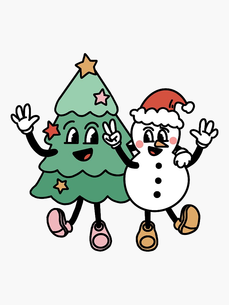 Christmas Tree With Snow Sticker - Sticker Mania