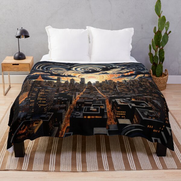 Item preview, New York Cityscape with Spiral Motif Sky designed and sold by Shannon Hilson.