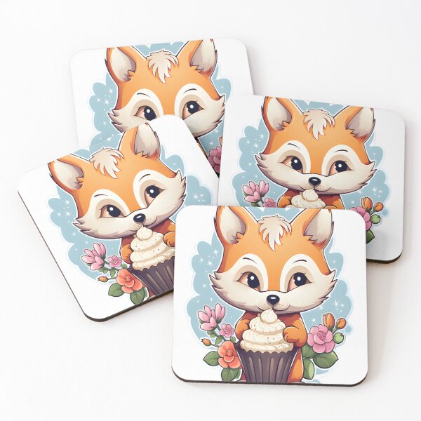 Item preview, Flowers Fox with cupcake designed and sold by alaa-mously.