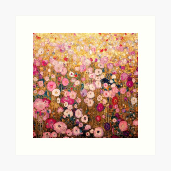 Aperçu de l'œuvre Jardin de fleurs roses Gustav Klimt créée et vendue par maniacfitness.