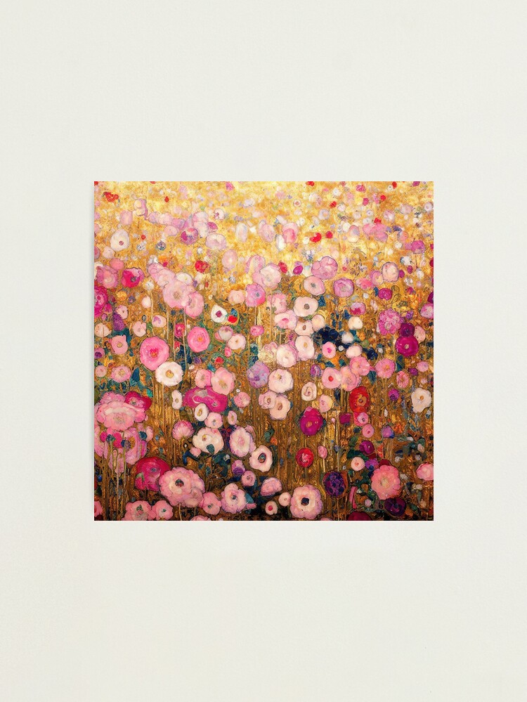 Aperçu 1 sur 3. Impression photo avec l'œuvre Jardin de fleurs roses Gustav Klimt créée et vendue par maniacfitness.