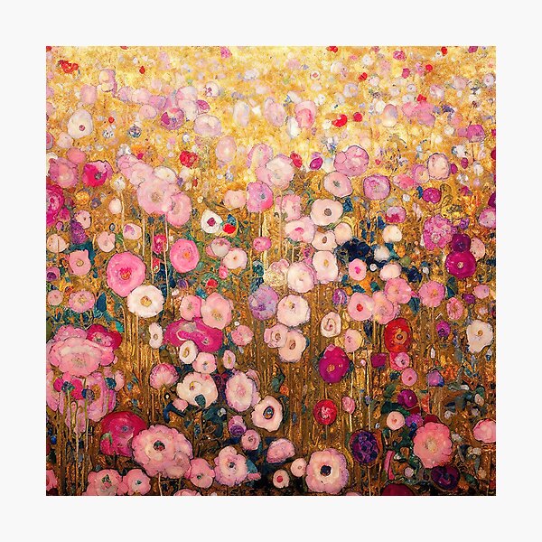 Item preview, Gustav Klimt Pink Flower Garden designed and sold by maniacfitness.