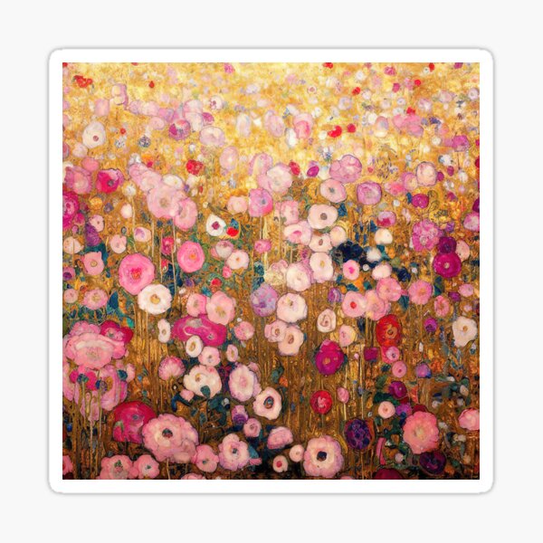 Aperçu de l'œuvre Jardin de fleurs roses Gustav Klimt créée et vendue par maniacfitness.