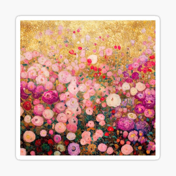 Aperçu de l'œuvre Fleurs roses de Gustav Klimt créée et vendue par maniacfitness.