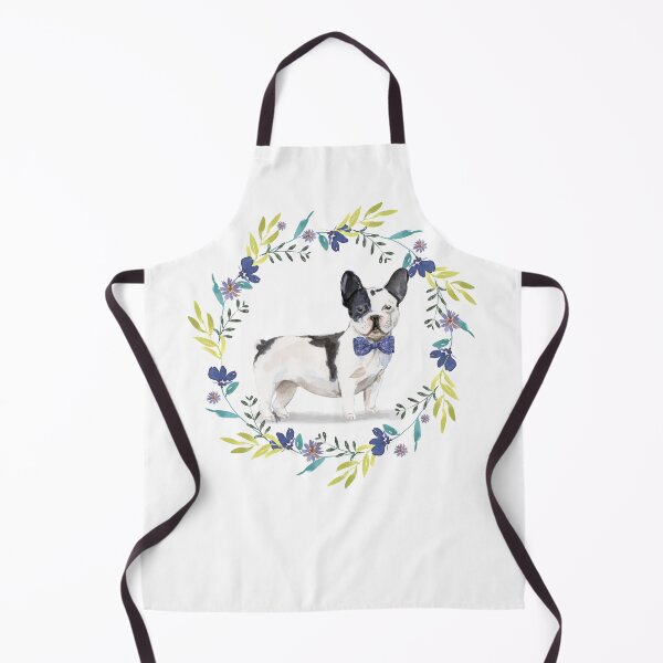 Item preview, Vintage Pied French Bulldog in Floral Frame designed and sold by beastieboutique.
