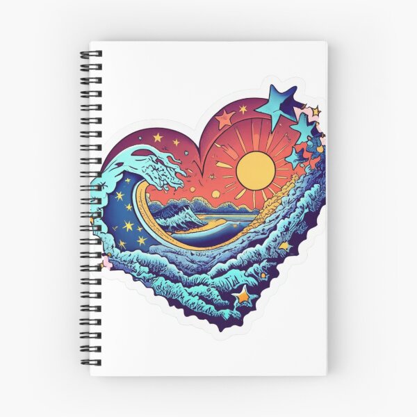 Item preview, Vintage Heart-Shaped Sunset Beach Sticker with Celestial Stars designed and sold by AdyShop2023.
