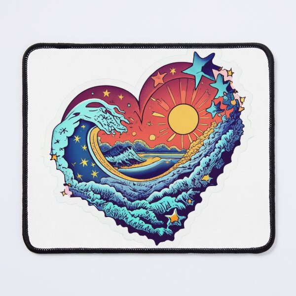 Item preview, Vintage Heart-Shaped Sunset Beach Sticker with Celestial Stars designed and sold by AdyShop2023.