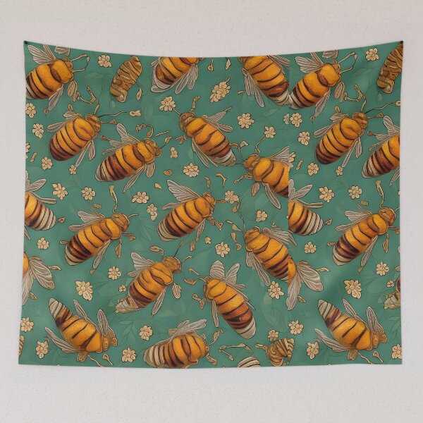 Item preview, Honey Bee Flower Pattern designed and sold by Indie-Chille.