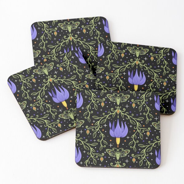 Item preview, Deadly Nightly & A Deaths Head Moth - Halloween Purple Orange Green Flowers Floral  designed and sold by LoreliDesigns.