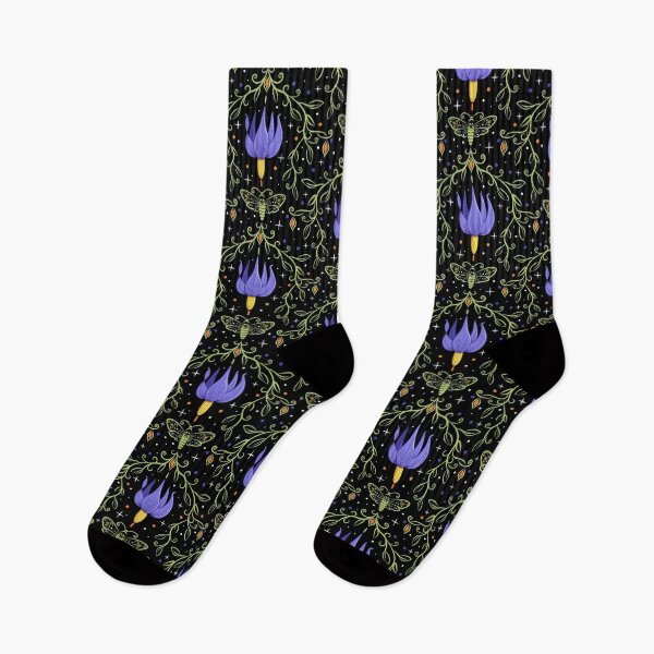 Item preview, Deadly Nightly & A Deaths Head Moth - Halloween Purple Orange Green Flowers Floral  designed and sold by LoreliDesigns.