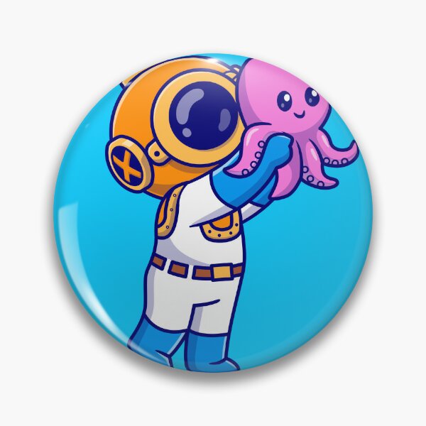 Item preview, Cute Diver Holding Baby Octopus: Cartoon Vector Icon Illustration designed and sold by hjian8219.