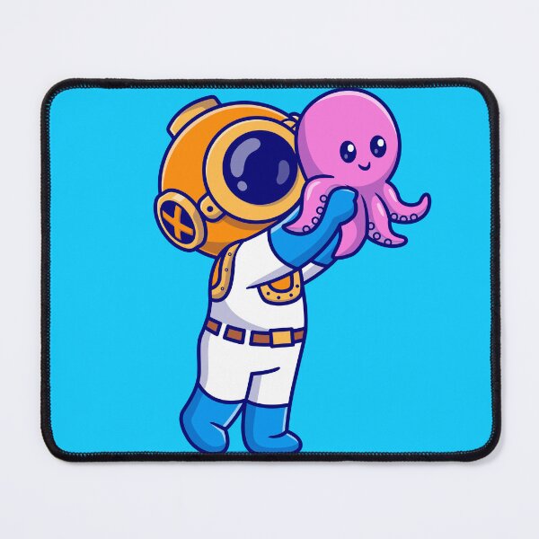 Item preview, Cute Diver Holding Baby Octopus: Cartoon Vector Icon Illustration designed and sold by hjian8219.