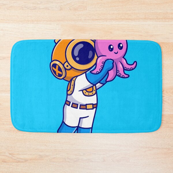 Item preview, Cute Diver Holding Baby Octopus: Cartoon Vector Icon Illustration designed and sold by hjian8219.