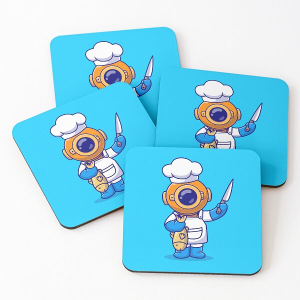 Item preview, Cute Diver Chef with Fish Knife: Cartoon Vector Icon Illustration designed and sold by hjian8219.
