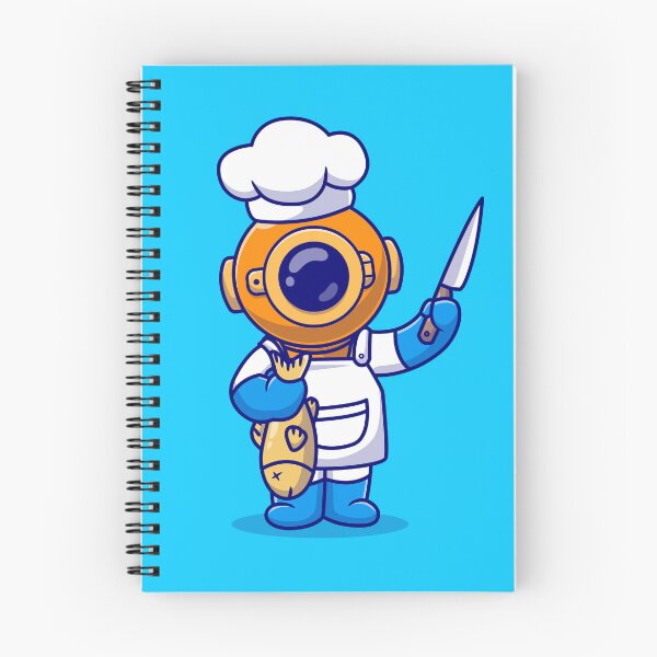 Item preview, Cute Diver Chef with Fish Knife: Cartoon Vector Icon Illustration designed and sold by hjian8219.