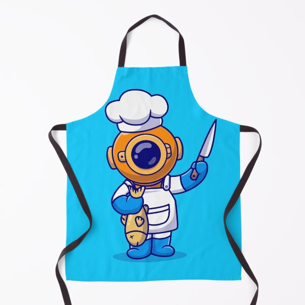Item preview, Cute Diver Chef with Fish Knife: Cartoon Vector Icon Illustration designed and sold by hjian8219.