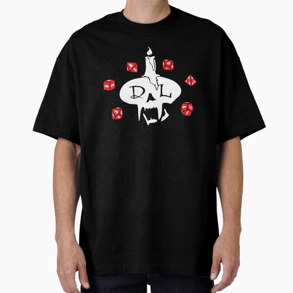 DreadLore Skull Red Dice - no words white lettering no outline Oversized T-Shirt