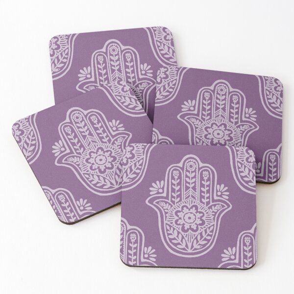 Artikelvorschau, Hamsa Flora Linocut Pattern - Plum + Dust entworfen und verkauft von Irene Estelle.