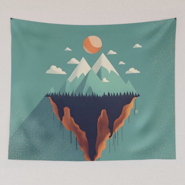 Item preview, Floating Mountains | Minimalist Illustration Design designed and sold by MildOrangeStore.