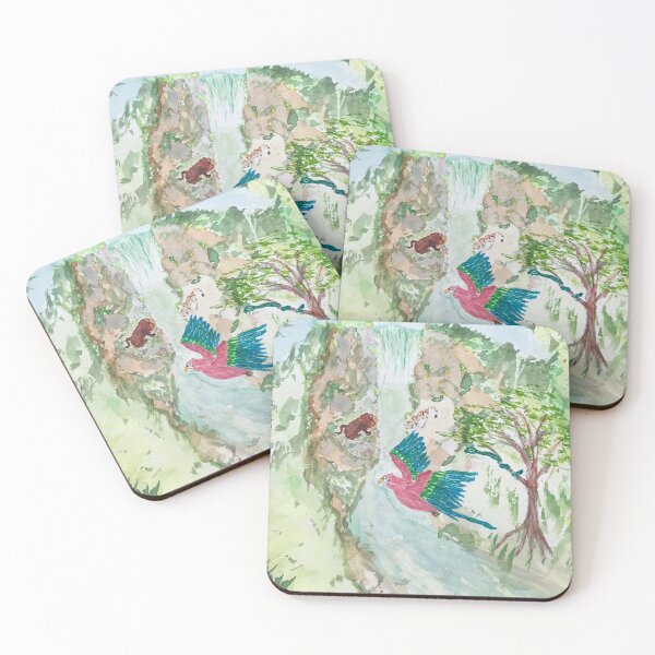 Item preview, Jungle Waterfall with Tiger, Baboon, Snake and Macaw designed and sold by 1979byShari.