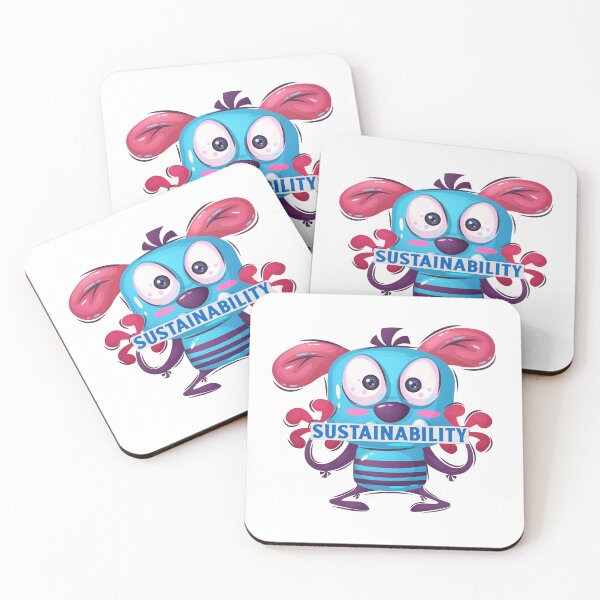 Item preview, Sustainability Blue Cartoon Animal Staring With Wide Eyes And Holding A Sign designed and sold by pixelplaza.
