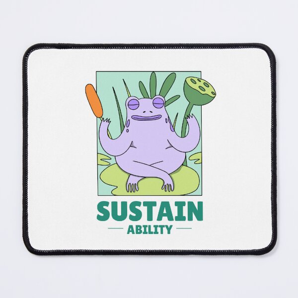 Item preview, Sustainability Purple Frog Practices Yoga On A Green Water Lily Leaf designed and sold by pixelplaza.